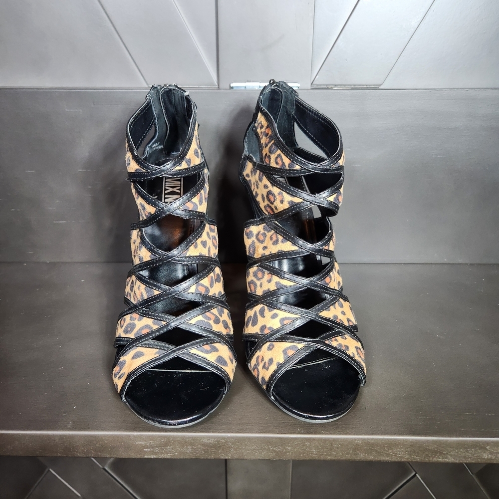 Mix No6 Leopard Print Strappy High-Heel Sandals Leopard Print Womens 8 - Picture 3 of 11